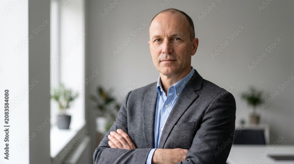 Fototapeta premium Middle-Aged Man In Charcoal Blazer