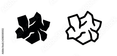 Cuadro en lienzo Crumpled paper icon set. Wrinkled document or waste symbol.