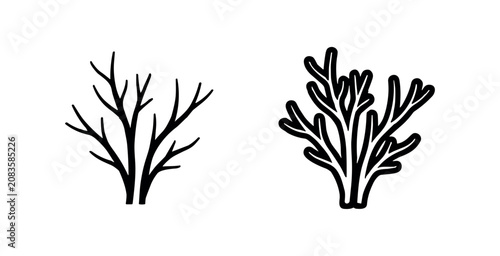 фотографія Abstract bushy plant or coral icon in flat and line style