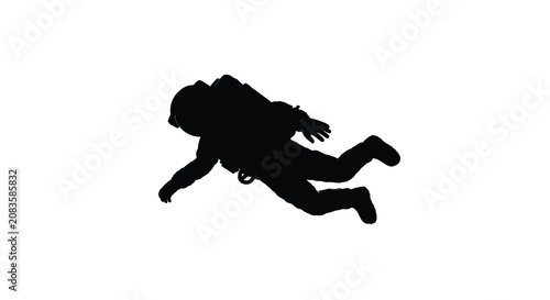 Foto Astronaut In Spacesuit Floating In Space Black Silhouette