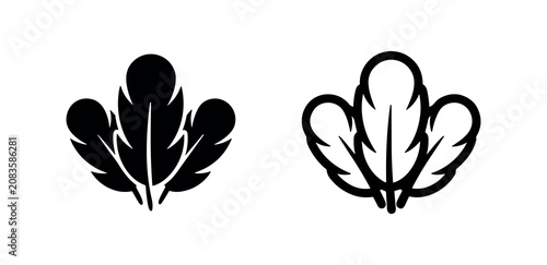 Fotografie Three stylized feather icons in solid and outline styles, representing lightness and freedom