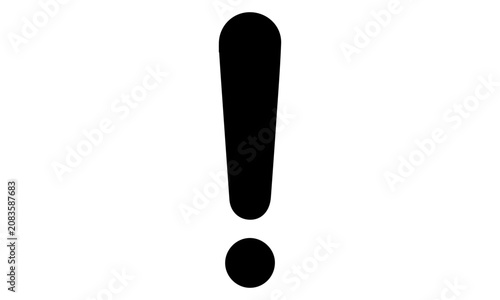 Solid black exclamation mark vector icon isolated on white background