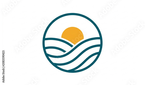Abstract Sunrise Logo Icon with Modern Minimal Geometric Vector Template