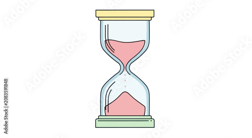 Schilderij op canvas Hourglass with Pink Sand Flat Vector Illustration