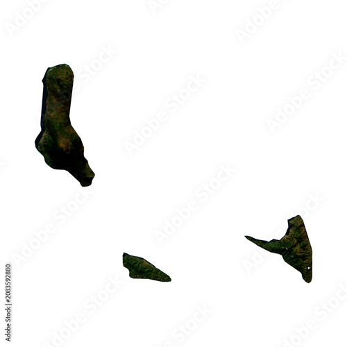 Fotografie COMOROS Geological Map with Hillshade Relief, High Resolution Terrain PNG