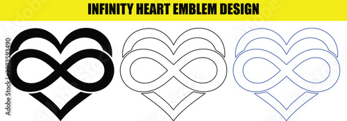 Tableau sur toile Infinity heart emblem design featuring endless love loop symbol in solid outline and line art style