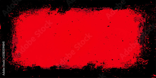 Schilderij op canvas Abstract red grunge background with ink splashes, paint texture and splatter des