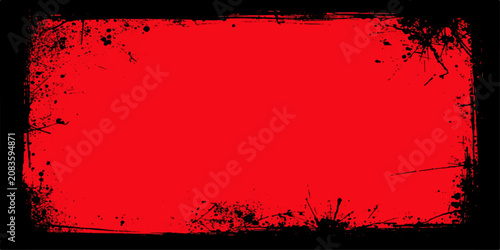 Foto Red grunge frame with paint splatter and ink texture vector illustration dirty b