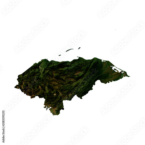 HONDURAS Geological Map with Hillshade Relief, High Resolution Terrain PNG