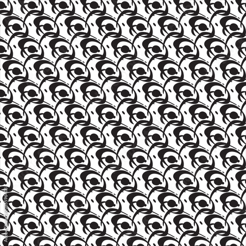 Abstract eye shape seamless pattern black white doodle design