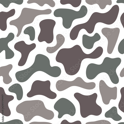 Fotografie Earth-Tone Camouflage Pattern Green Brown Abstract Organic Shapes Background