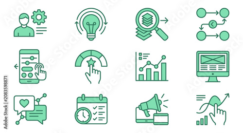 Foto Business icons depicting various aspects of industry and technology in vector fo