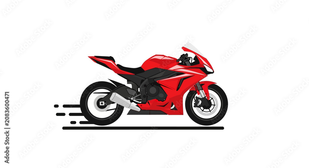Obraz premium Clean Red and Black Sport Motorcycle with Speed Lines for Stock Media with high quality professional line art symbols for modern creative design and digital branding projects