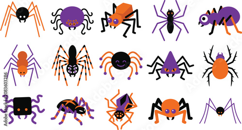 Happy halloween silhouette spider collection
