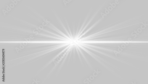 Glowing star flash with brilliant white light and radiant beams. Bright sparkle creates a realistic glowing shine effect. Vector illustration PNG.