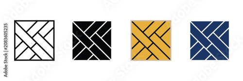 Bild auf Leinwand Parquet flooring icons featuring floor tiles, material samples, interior surface design, home renovation, and clean minimalist vector graphics for construction projects