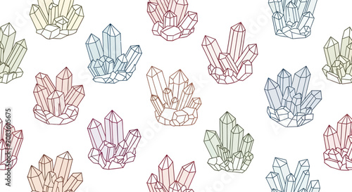 Cuadro en lienzo Crystal Cluster Seamless Pattern