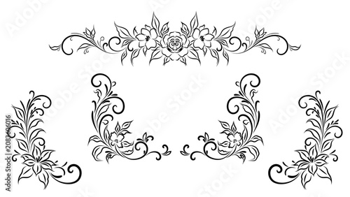 Elegant Vintage Floral Corner Ornaments and Botanical Divider Collection