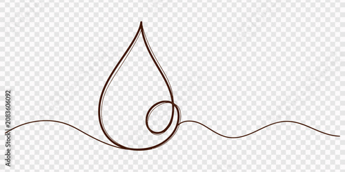 water drop continuous one line drawing, Blue Water Drop One Line Drawing Minimalist Style Liquid Shape Illustration, Vector Illustration, Continuous line drawing of drop. Water drop line icon.