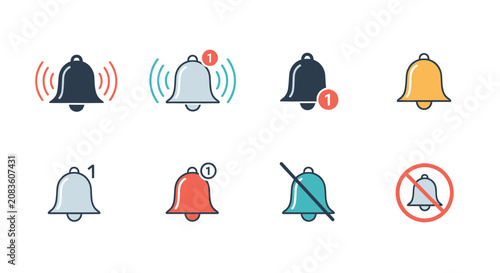 Photos Notification Bell Icon Set