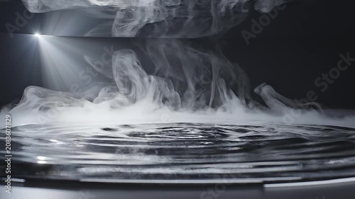 Minimalist liquid chrome silver fluid with organic movement and cold vapor loop / 洗練された液体金属クロームの滑らかな動きと冷気ミストのテック抽象ループ1