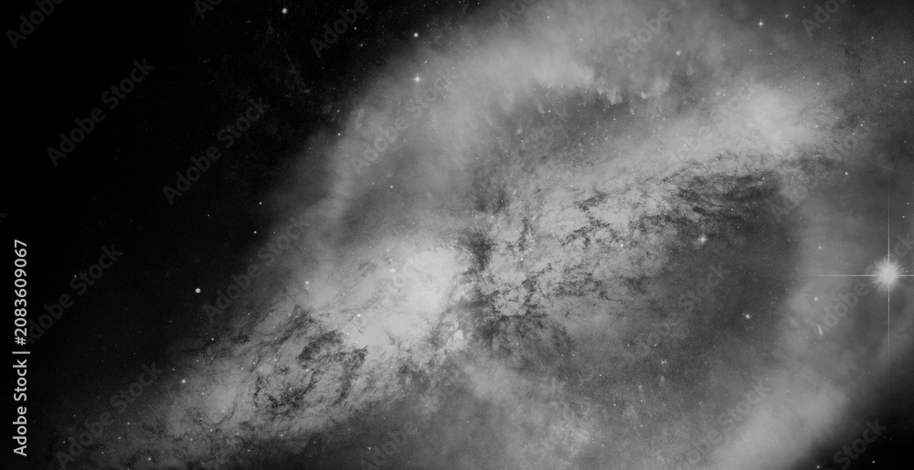 Fototapeta premium Black white starfield cosmic galaxy spiral monochrome background 