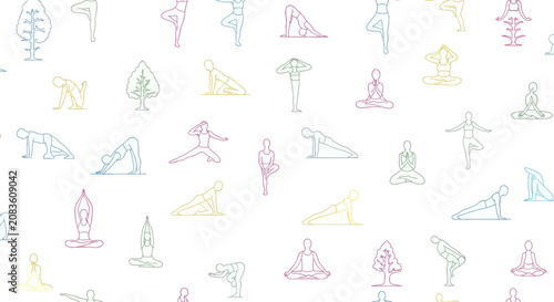 Yoga Poses and Tree Pattern Design