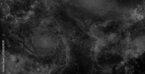 Cuadro en lienzo Grayscale Deep Space Telescope Image of Galactic Nebula