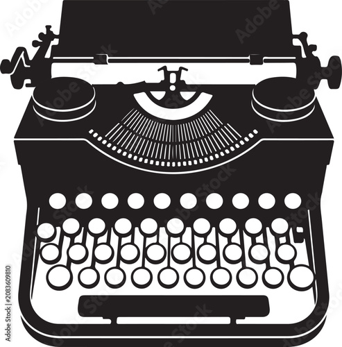 Cuadro en lienzo Vintage Black Silhouette Manual Typewriter Vector Graphic Writing Icon