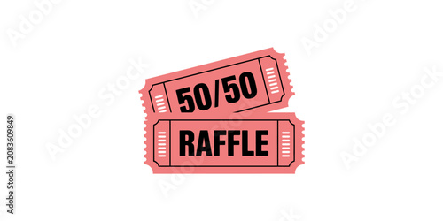 Red 50/50 Raffle Tickets icon, Vector Raffle Tickets, Gambling Tickets, Gaming Symbols