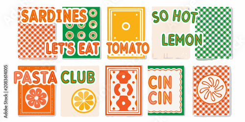 vintage culinary menu cards vector illustration retro