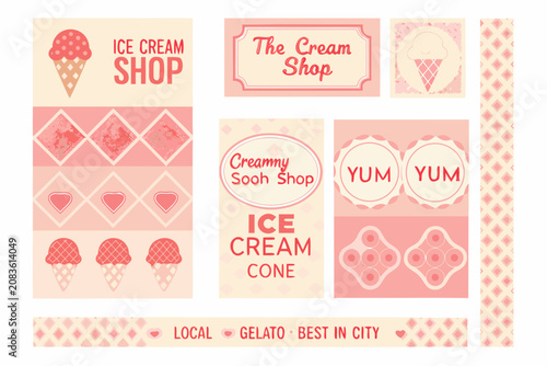 ice cream shop vintage vector collection gelato