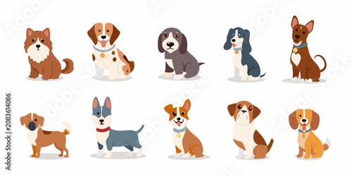 cartoon dogs in flat vector style illustration