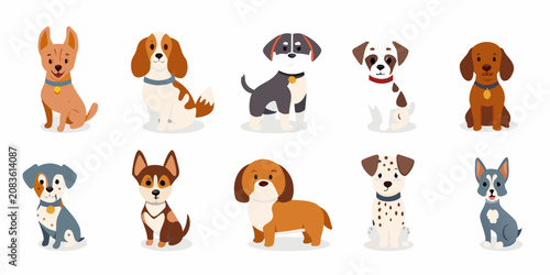 cartoon dogs in flat vector style illustration