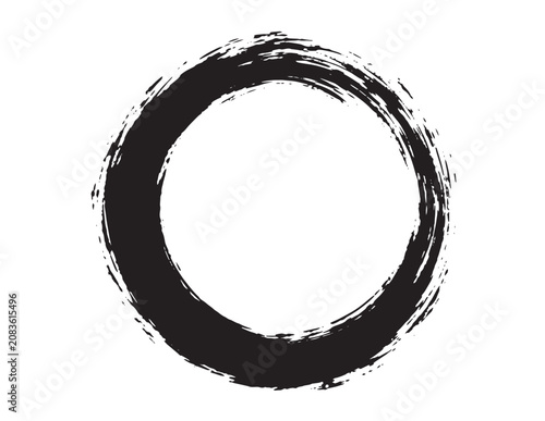 Фотография Zen Enso circle, hand-drawn black ink brush stroke, spiritual symbol of enlighte
