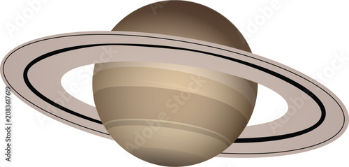 Realistic Saturn Planet with Rings in Outer Space Vector Illustration
