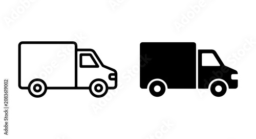 Delivery Truck Icons, Logistics Van Symbols, Freight Vehicle Graphics, Shipping Transport Vector Set