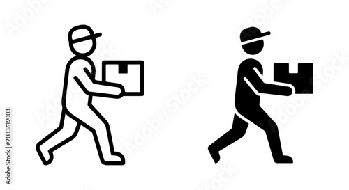 Delivery Person Icons, Courier Service Vector Graphics, Package Shipping Symbols, Logistics and E-commerce Icons