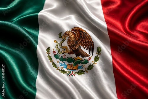 Realistic Waving Mexican Flag with Detailed Silk Fabric Texture