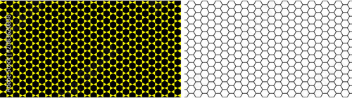 Hexagon Grid Seamless Pattern on Vector Background, Geometric Honeycomb Mesh Texture for Digital Technology and Futuristic Design