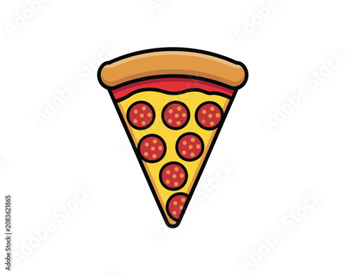 Single pepperoni pizza slice vector icon