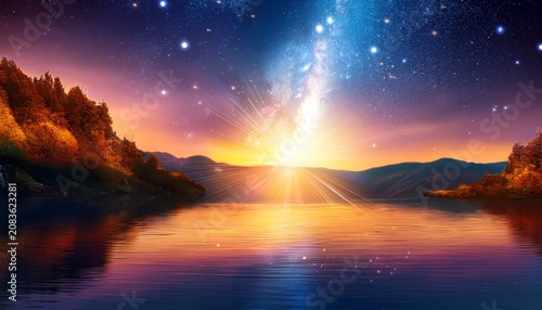 Celestial Cascade A Blend Of Cosmic Glitter And Warm Radiance Backdrop
