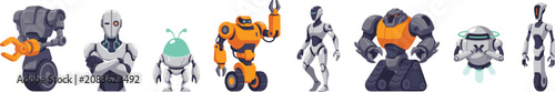 Fotografie Futuristic Robot Character Set with Diverse Cyborgs Droids and Artificial Intell