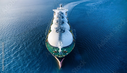aerial view of a an lng gas tanker a large liquified natural gas ship gas containers