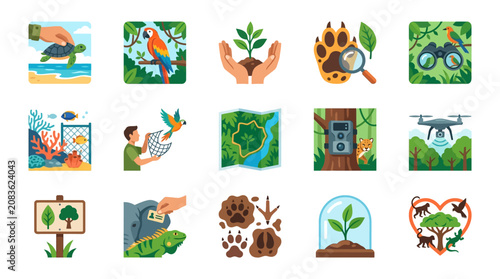 Photography Vibrant Tropical Wildlife Conservation with Exotic Animals and Lush Rainforest H