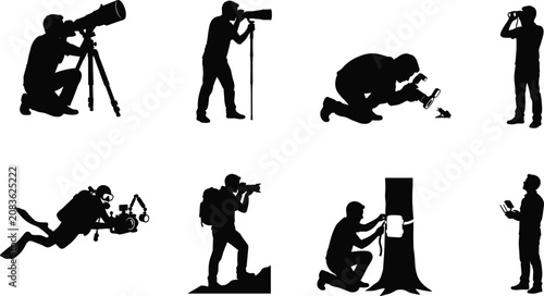 Canvastavla Wildlife Photography and Field Research Black Silhouette Icon Set Featuring Natu