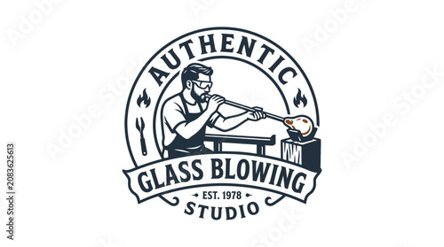 Photos Authentic glass blowing studio vintage badge logo.