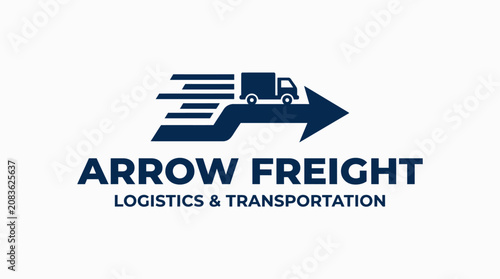 Arrow Freight logistics logo with moving truck and arrow.