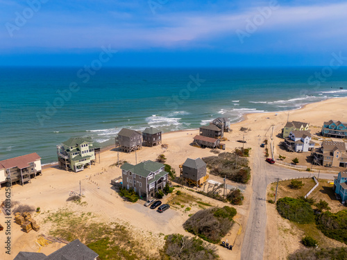 Canvas Print Aerial photo beachfront neighborhoods in Buxton North Carolina