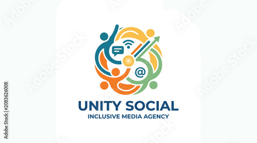 Colorful community circle logo for social media agency.